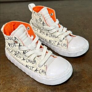 Converse ‘Not a Chuck’ High-Top Canvas Sneakers White w Orange Lining Toddler 8